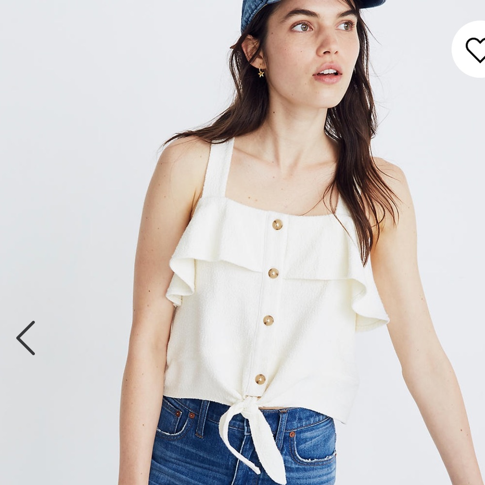 Madewell Texture & Thread Tie front Ivory Tank